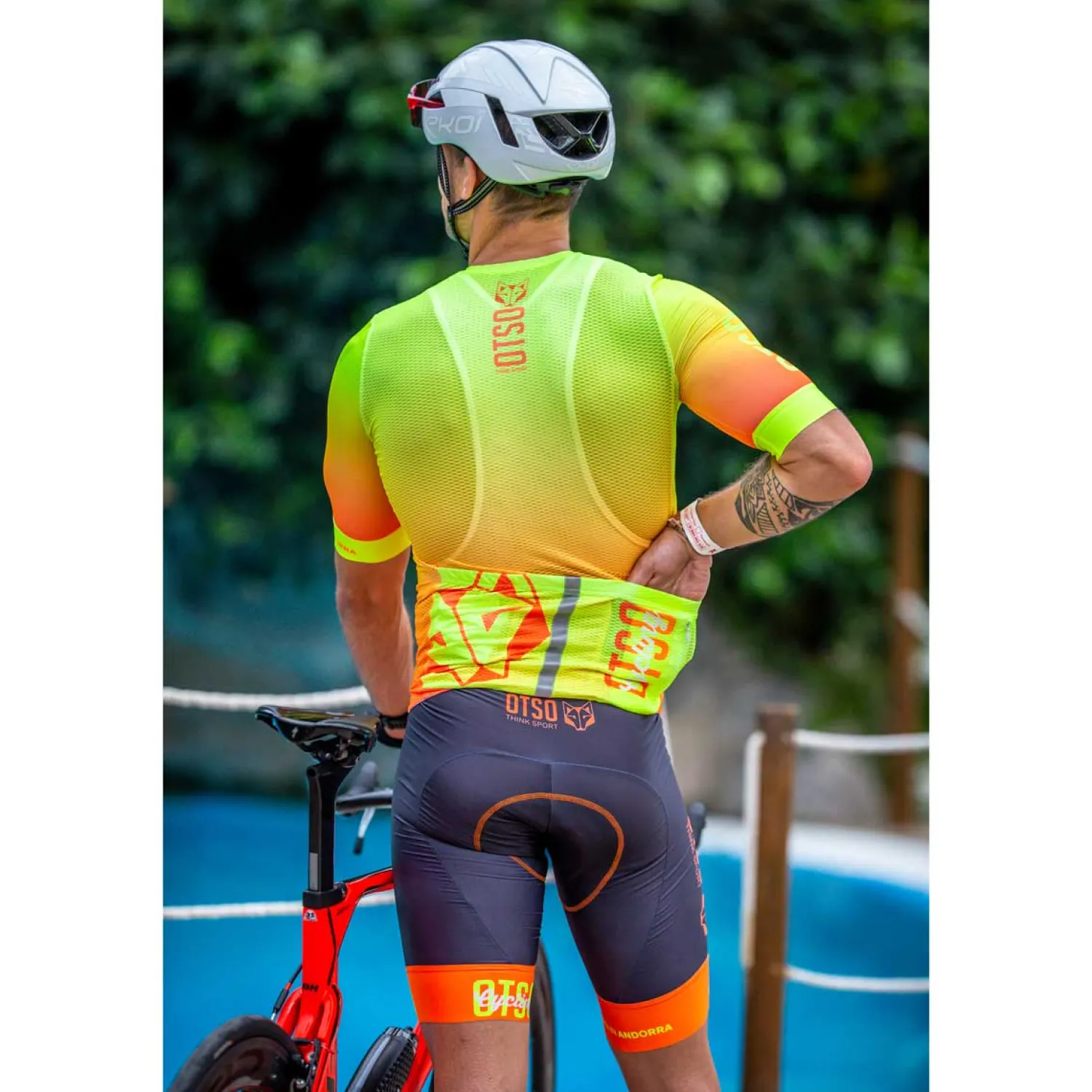Online OTSO Culotte de ciclismo hombre - Fluo Orange (Outlet)
