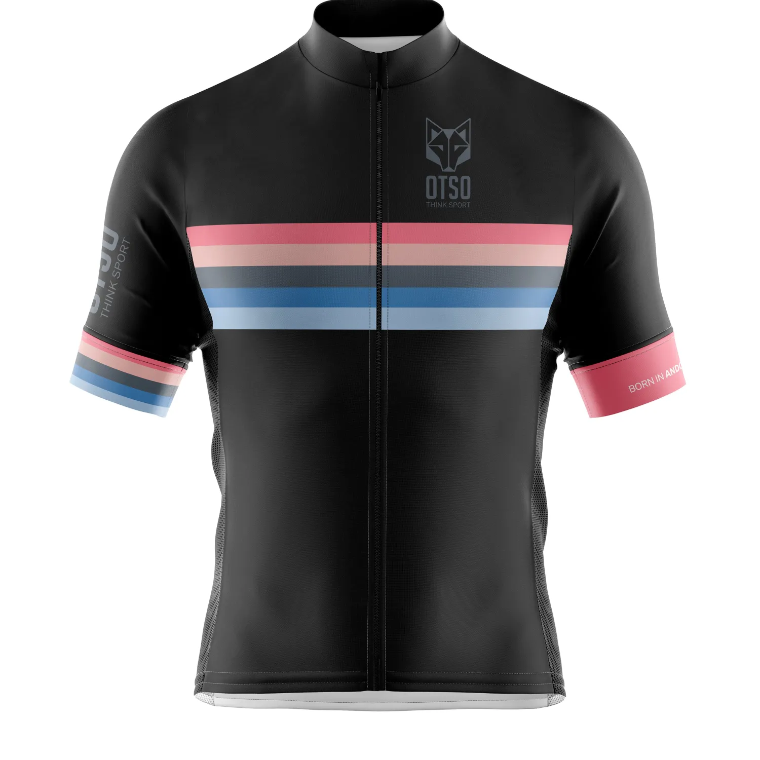 Cheap OTSO MEN'S SHORT SLEEVE CYCLING JERSEY STRIPES BLACK -