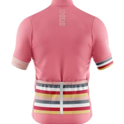 Clearance OTSO MEN'S SHORT SLEEVE CYCLING JERSEY STRIPES CORAL PINK -