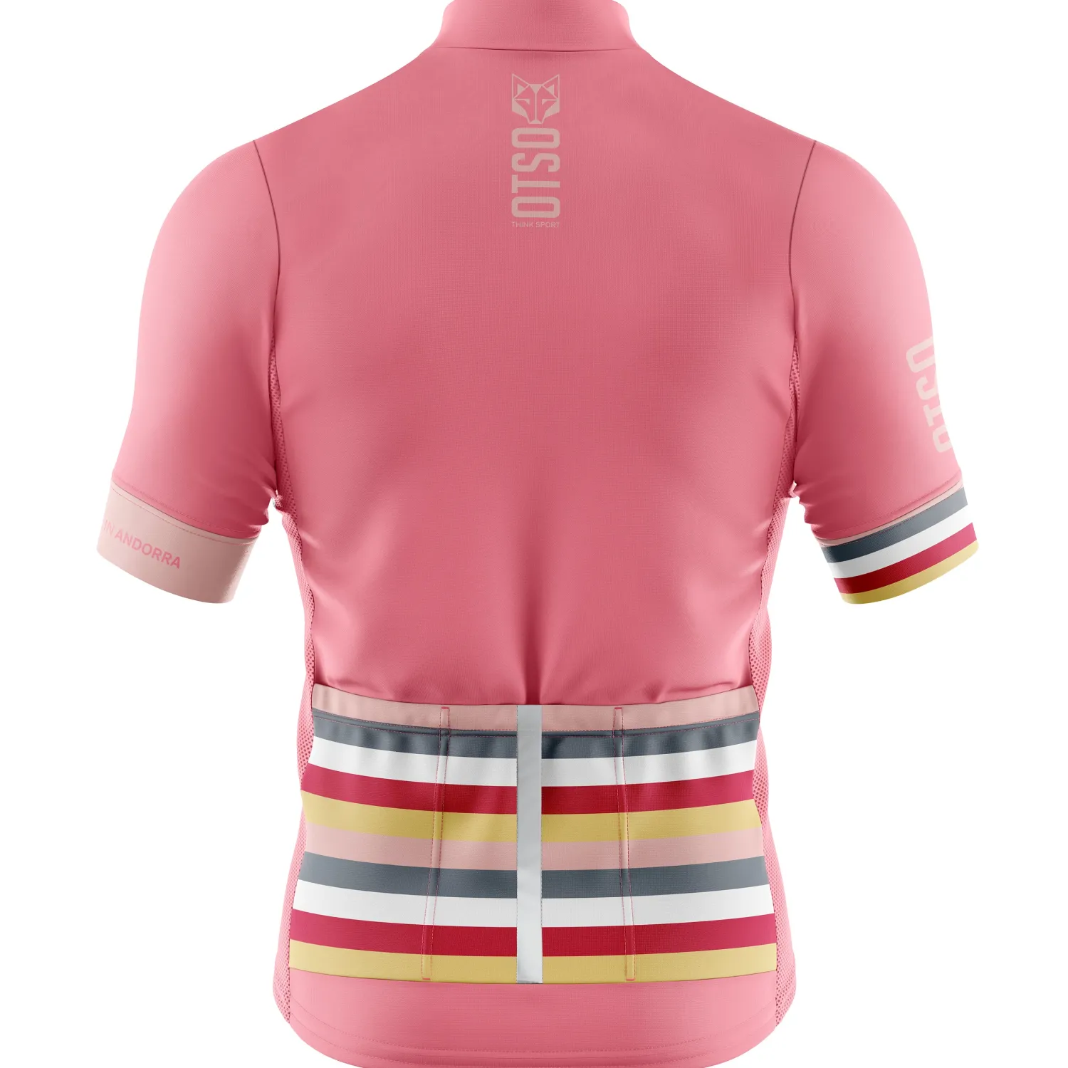 Clearance OTSO MEN'S SHORT SLEEVE CYCLING JERSEY STRIPES CORAL PINK -