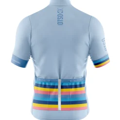 Cheap OTSO MEN'S SHORT SLEEVE CYCLING JERSEY STRIPES TURQUOISE -