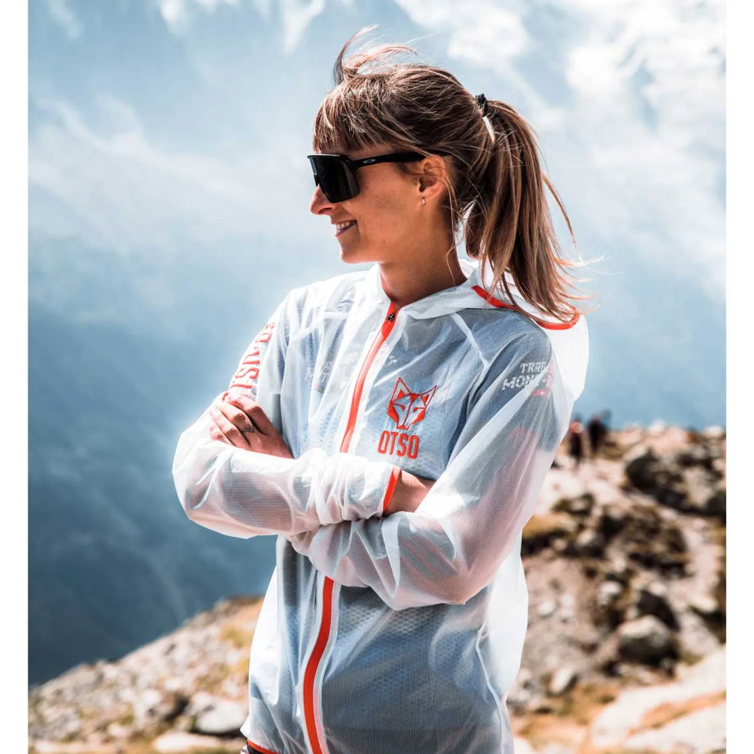 Fashion OTSO Waterproof Jacket - White & Fluo Orange