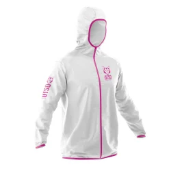 Store OTSO Waterproof Jacket - White & Fluo Pink