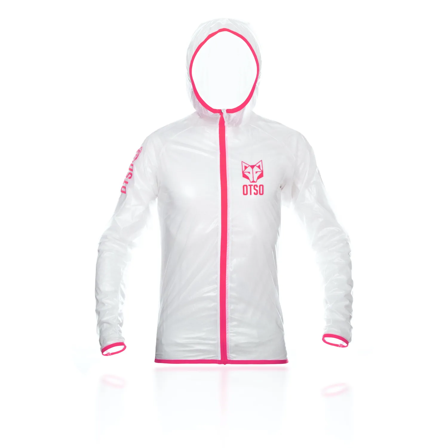 Store OTSO Waterproof Jacket - White & Fluo Pink
