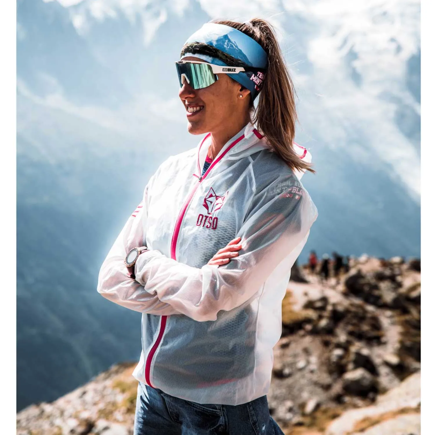Store OTSO Waterproof Jacket - White & Fluo Pink