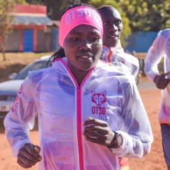 Store OTSO Waterproof Jacket - White & Fluo Pink
