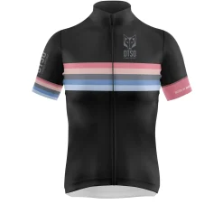 Cheap OTSO WOMEN'S SHORT SLEEVE CYCLING JERSEY STRIPES BLACK -