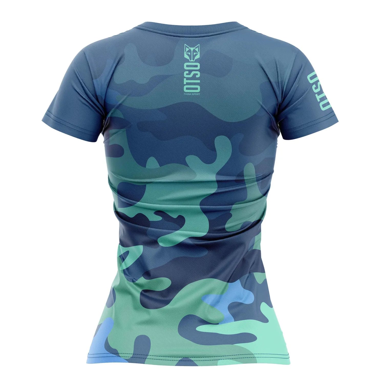Cheap OTSO Women's Short Sleeve Shirt Camo Blue -